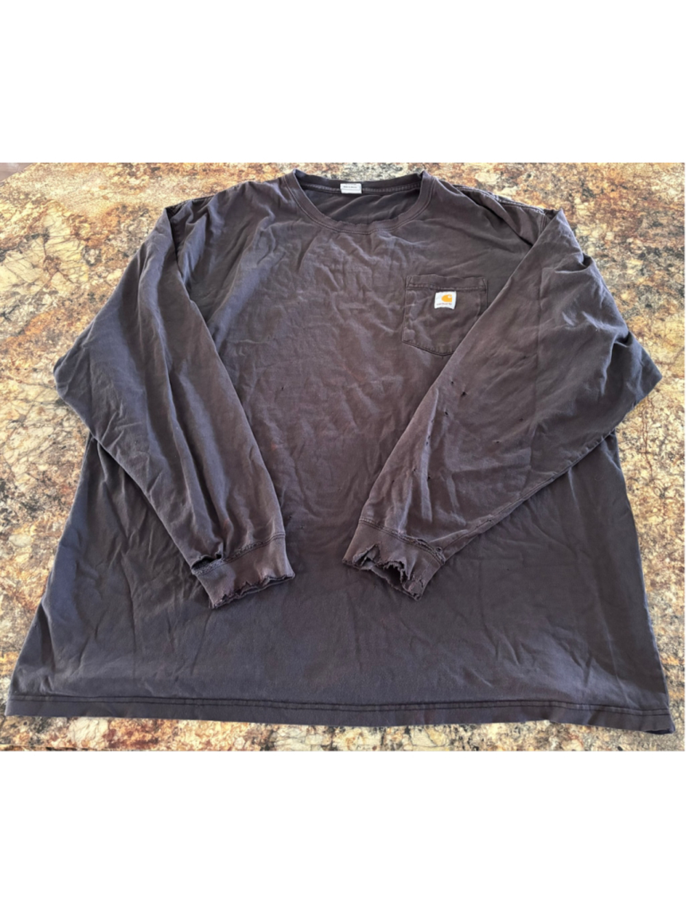 Carhartt 3XL Tall Distressed Long Sleeve Pocket Shirt Faded Brown Workwear